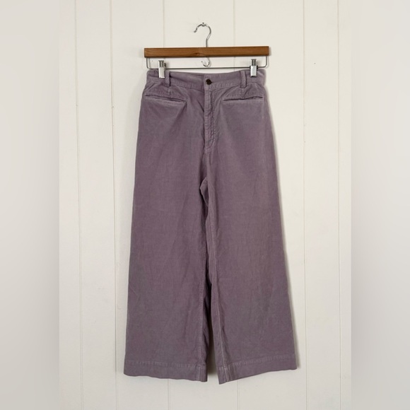 A.L.C. Jay Corduroy High-rise Wide-leg Cropped Pants 4 Purple Lavender - Picture 4 of 9